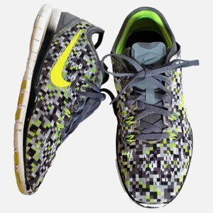 Nike Free 5.0 Digital Camouflage Athletic Shoes size 8 Sneakers Neon Gray